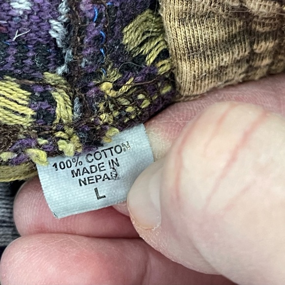 Women's made in Nepal ripped razor cut hoodie zippered front jacket Y2K size L - Picture 5 of 12